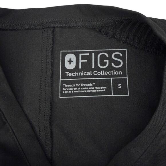 FIGS Limbe Moto Scrub Top Technical Size Small Black - Picture 5 of 8
